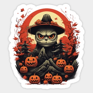 Spooky Pumpkin Cat Sticker